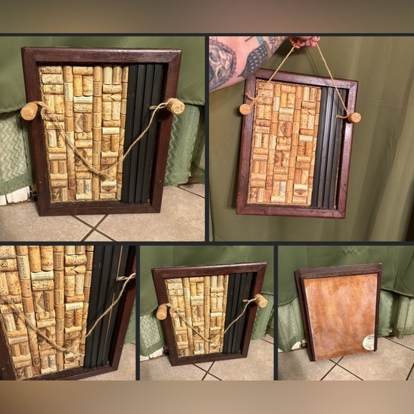 Artisan Other - Wine Cork Bulletin Board Wine Cork Shadowbox Hanging Wine Cork Art Decor